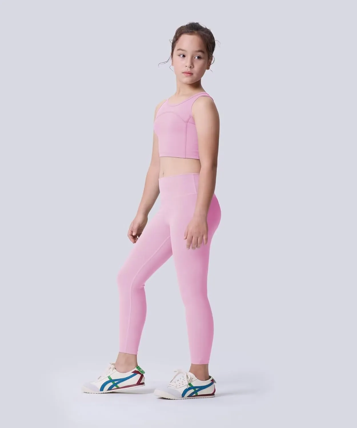 3 Pack Girls Athletic Ankle Length Black Leggings, White Yoga Pants for Kids