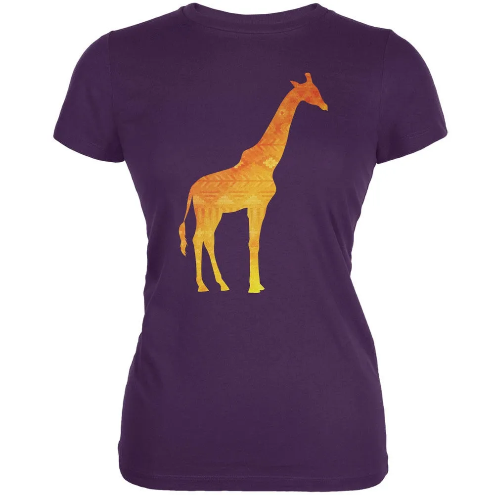 African Spirit Animal Giraffe Black Juniors Soft T-Shirt