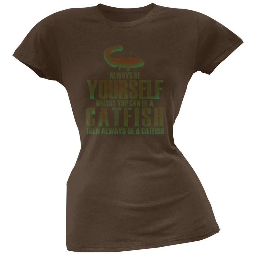 Always Be Yourself Catfish Black Juniors Soft T-Shirt