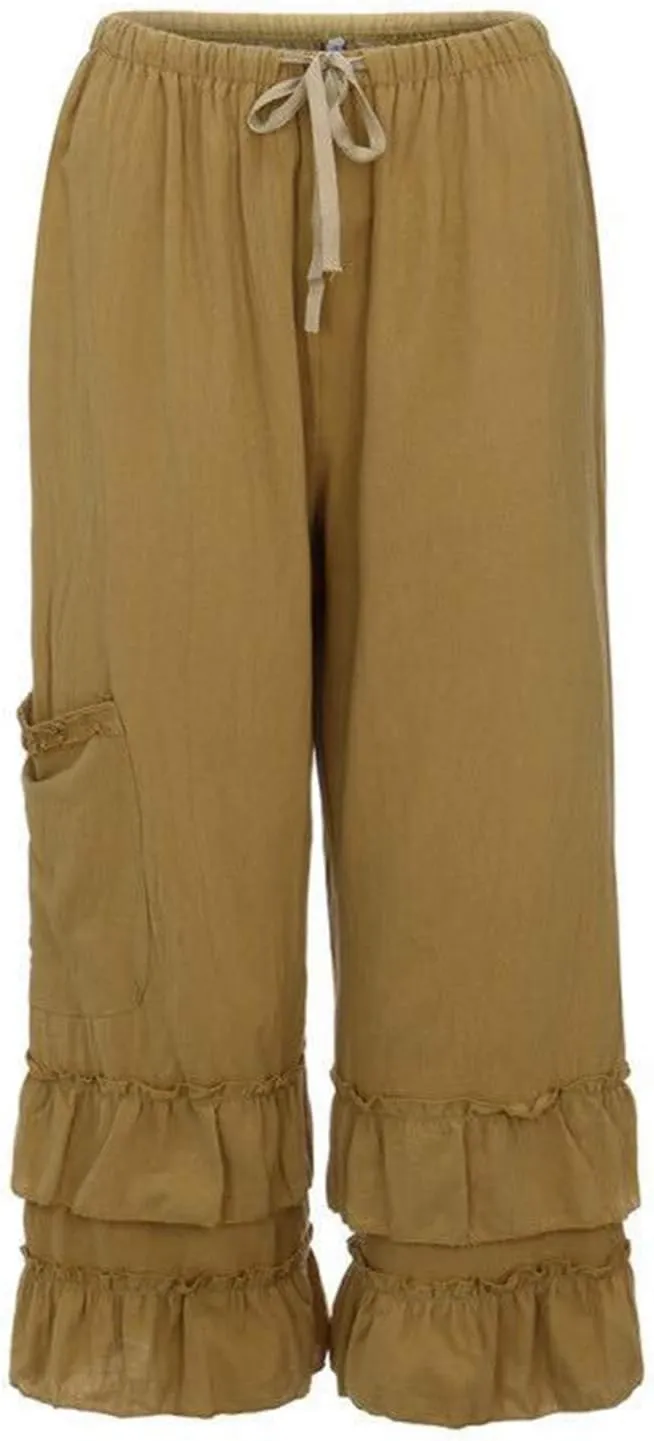 Andongnywell Women's Casual Loose Elastic Waist Cotton Trouser Wide Leg Pants Straight Leg Pant Trousers