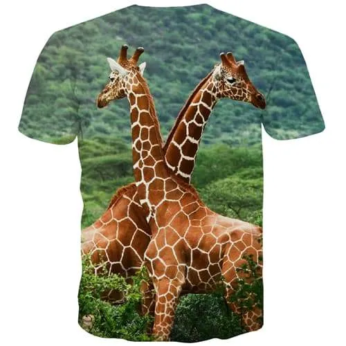 Animal T shirts Men Giraffe T-shirts Graphic Leopard Print Tshirts Casual Plant Tshirts Novelty Lovely Tshirts Cool Short Sleeve