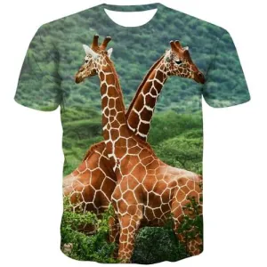 Animal T shirts Men Giraffe T-shirts Graphic Leopard Print Tshirts Casual Plant Tshirts Novelty Lovely Tshirts Cool Short Sleeve