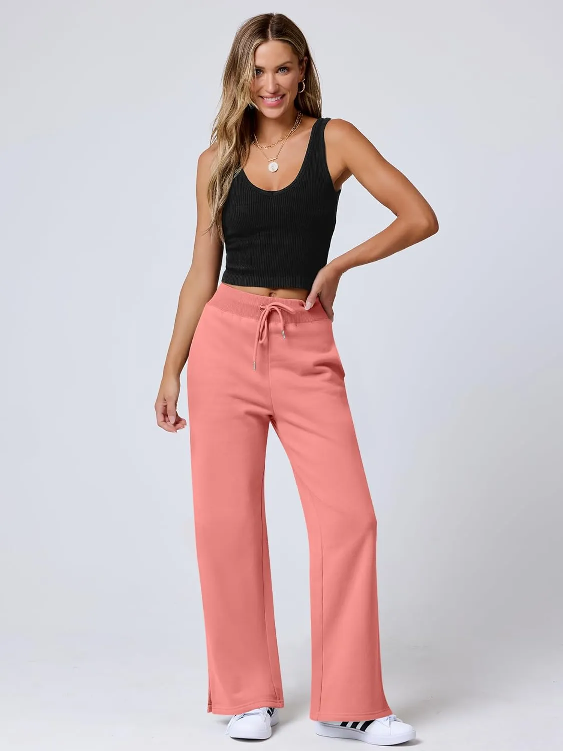 ANRABESS Women's Sweatpants Straight Leg High Waist Casual Drawstring Sweat Pants Workout Athletic Joggers with Pockets