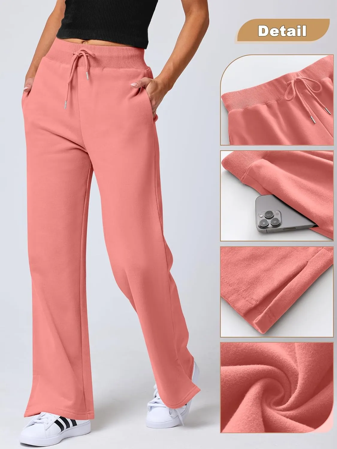 ANRABESS Women's Sweatpants Straight Leg High Waist Casual Drawstring Sweat Pants Workout Athletic Joggers with Pockets