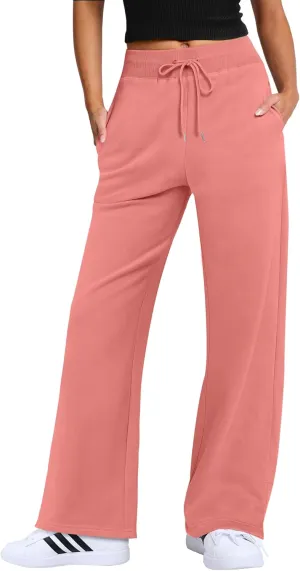 ANRABESS Women's Sweatpants Straight Leg High Waist Casual Drawstring Sweat Pants Workout Athletic Joggers with Pockets