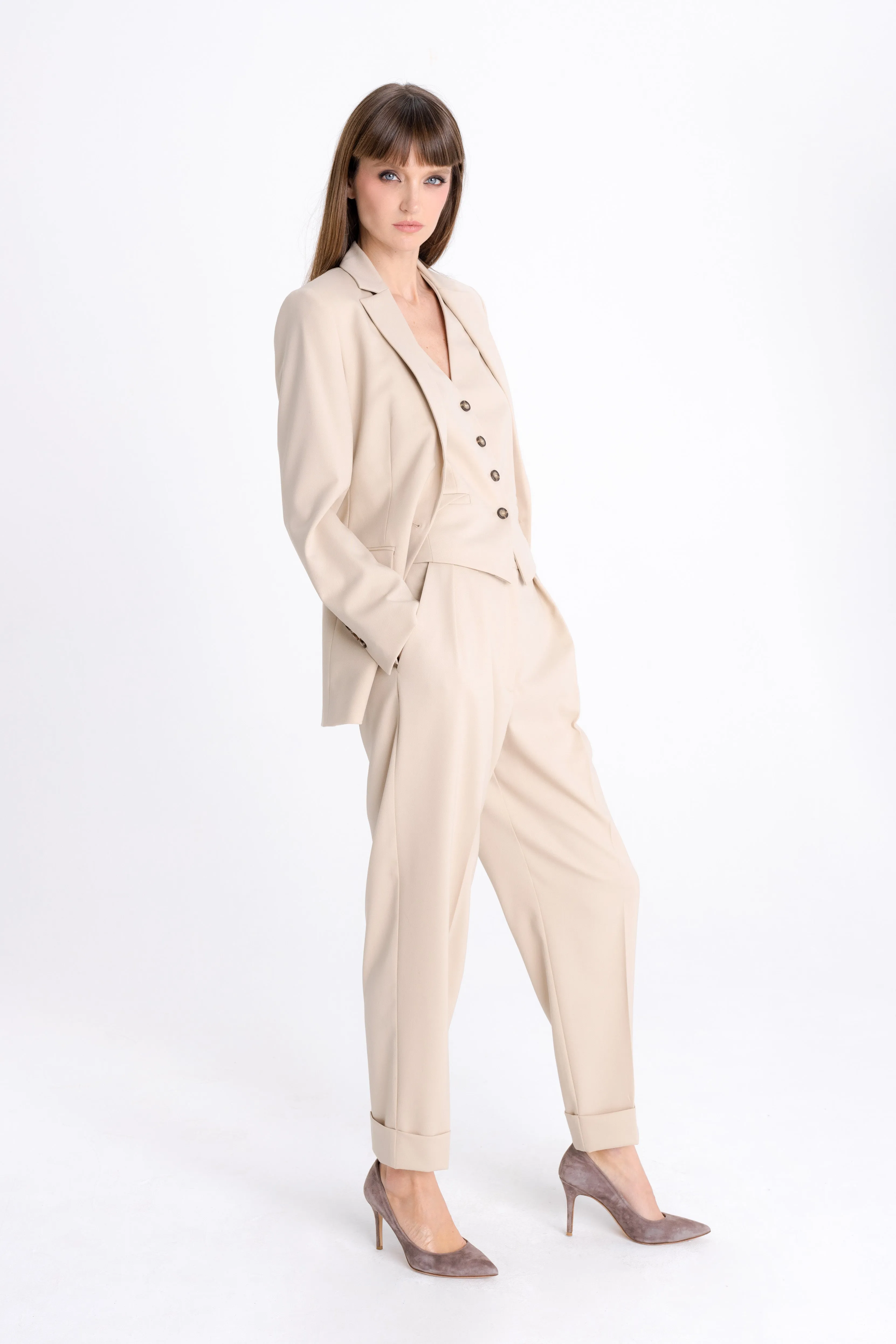 BEIGE SINGLE BREASTED JACKET