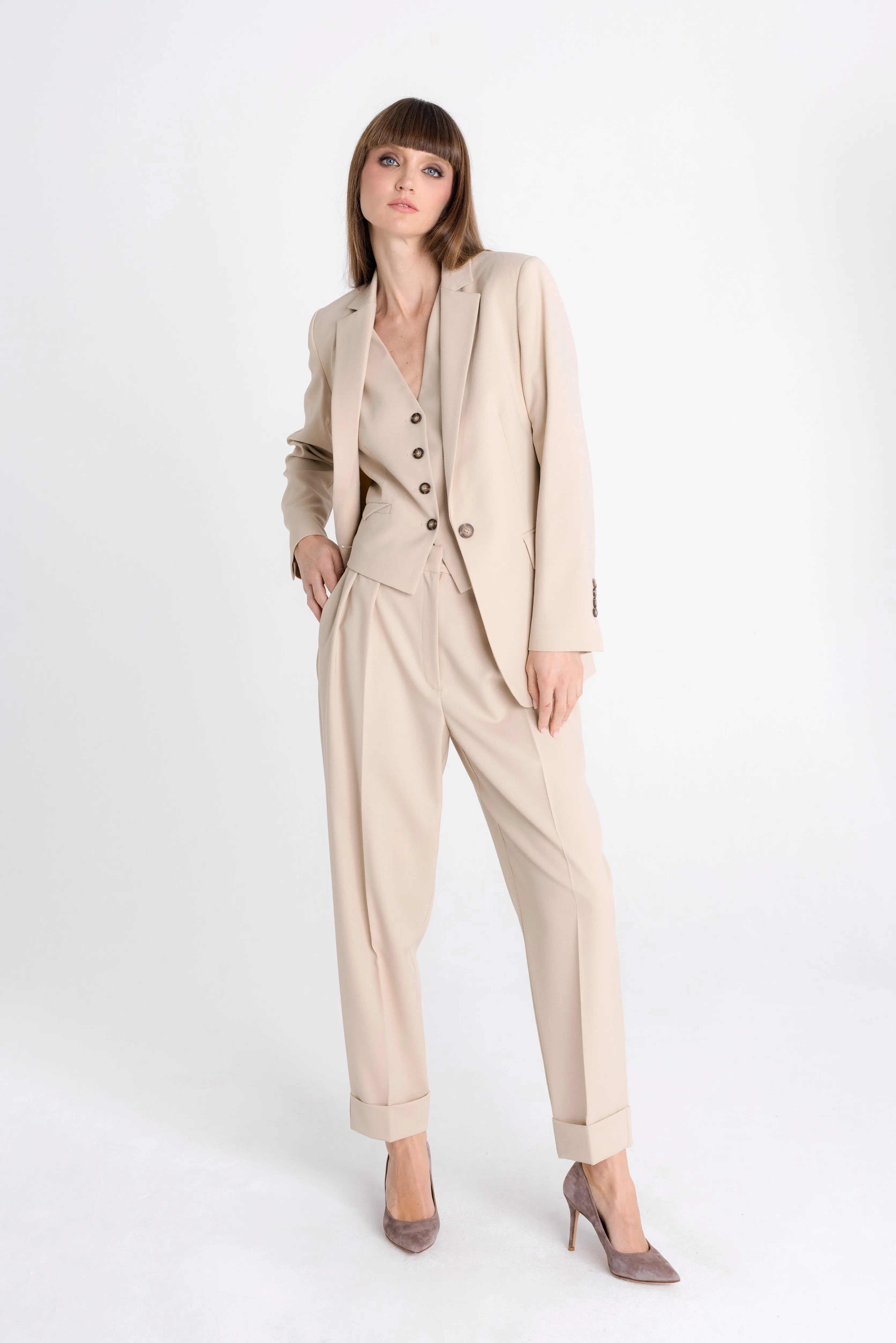 BEIGE SINGLE BREASTED JACKET