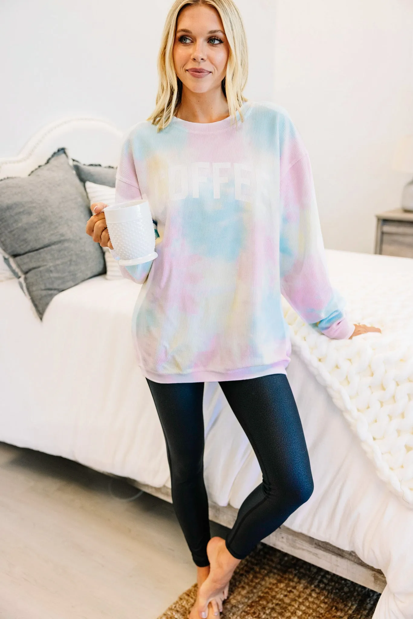 Coffee Graphic Tie Dye Sweatshirt