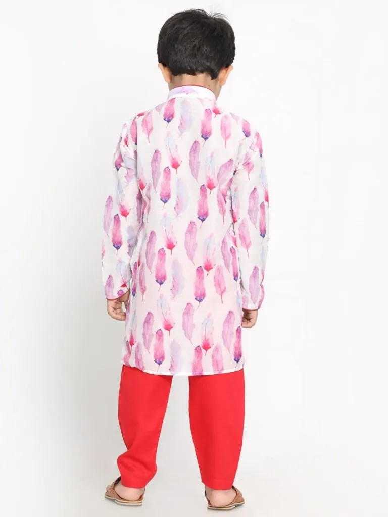 Cotton Silk Blend Digital Printed Kurta Pyjama Set for Boys - JBN Creation