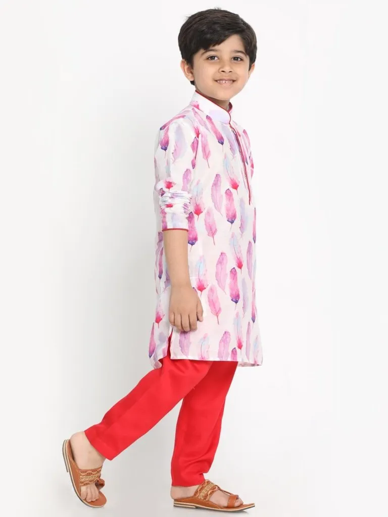 Cotton Silk Blend Digital Printed Kurta Pyjama Set for Boys - JBN Creation