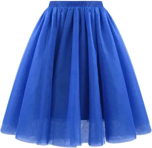 Cute Skirts Womens Waist Pleated Mesh Skirt Soft Drape Mid Length Skirt Size A Line Skirt Skater Skirt Carnival