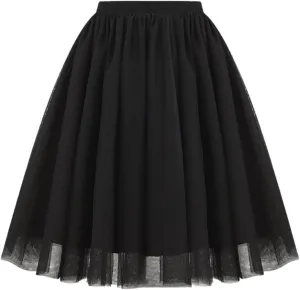 Cute Skirts Womens Waist Pleated Mesh Skirt Soft Drape Mid Length Skirt Size A Line Skirt Skater Skirt Carnival