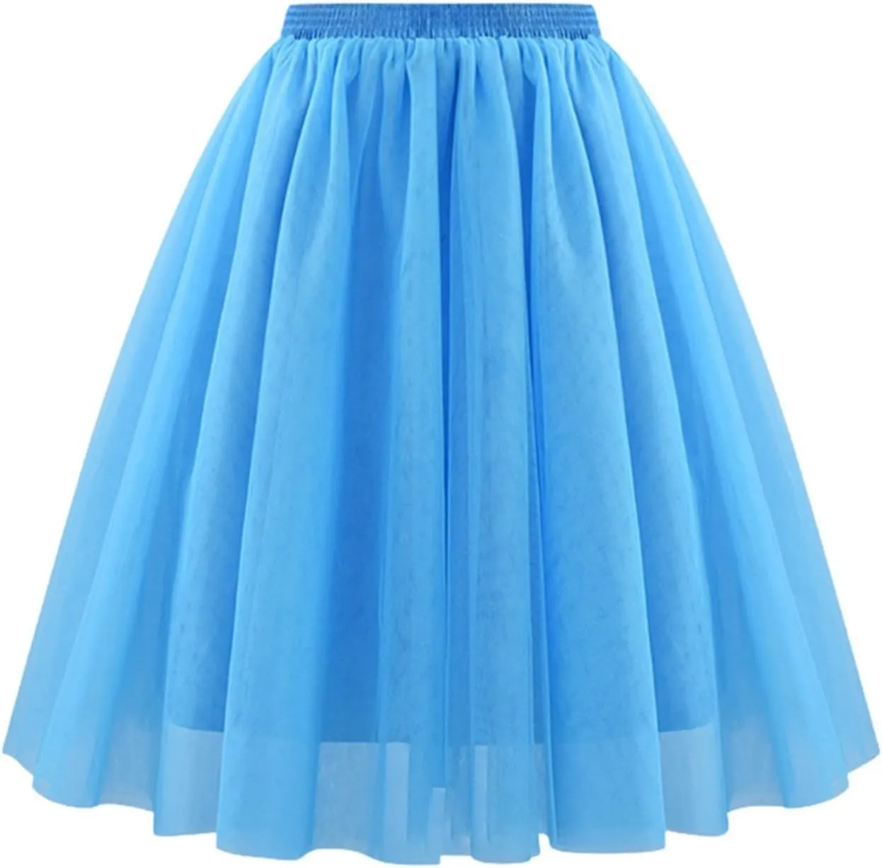 Cute Skirts Womens Waist Pleated Mesh Skirt Soft Drape Mid Length Skirt Size A Line Skirt Skater Skirt Carnival