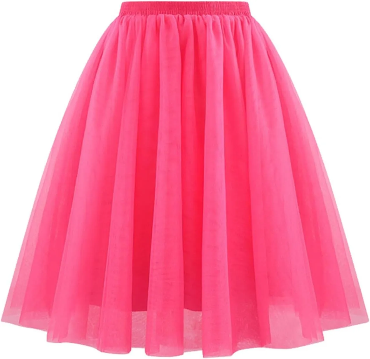 Cute Skirts Womens Waist Pleated Mesh Skirt Soft Drape Mid Length Skirt Size A Line Skirt Skater Skirt Carnival