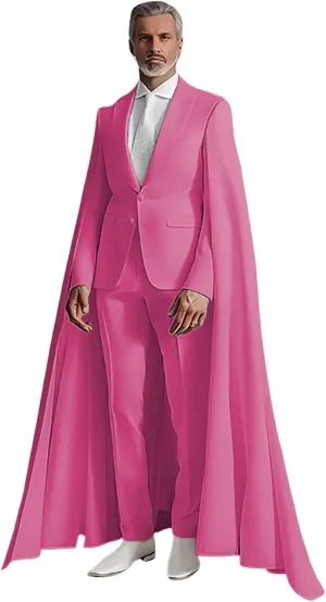 Elegant Men's 2 Pieces Suits with Long Cape Peak Lapel Cloak Blazer Pants Prom Tuxedos for Evening Party