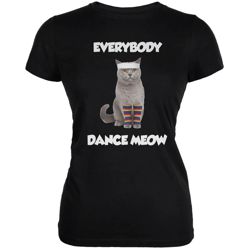 Everybody Dance Meow Black Juniors Soft T-Shirt