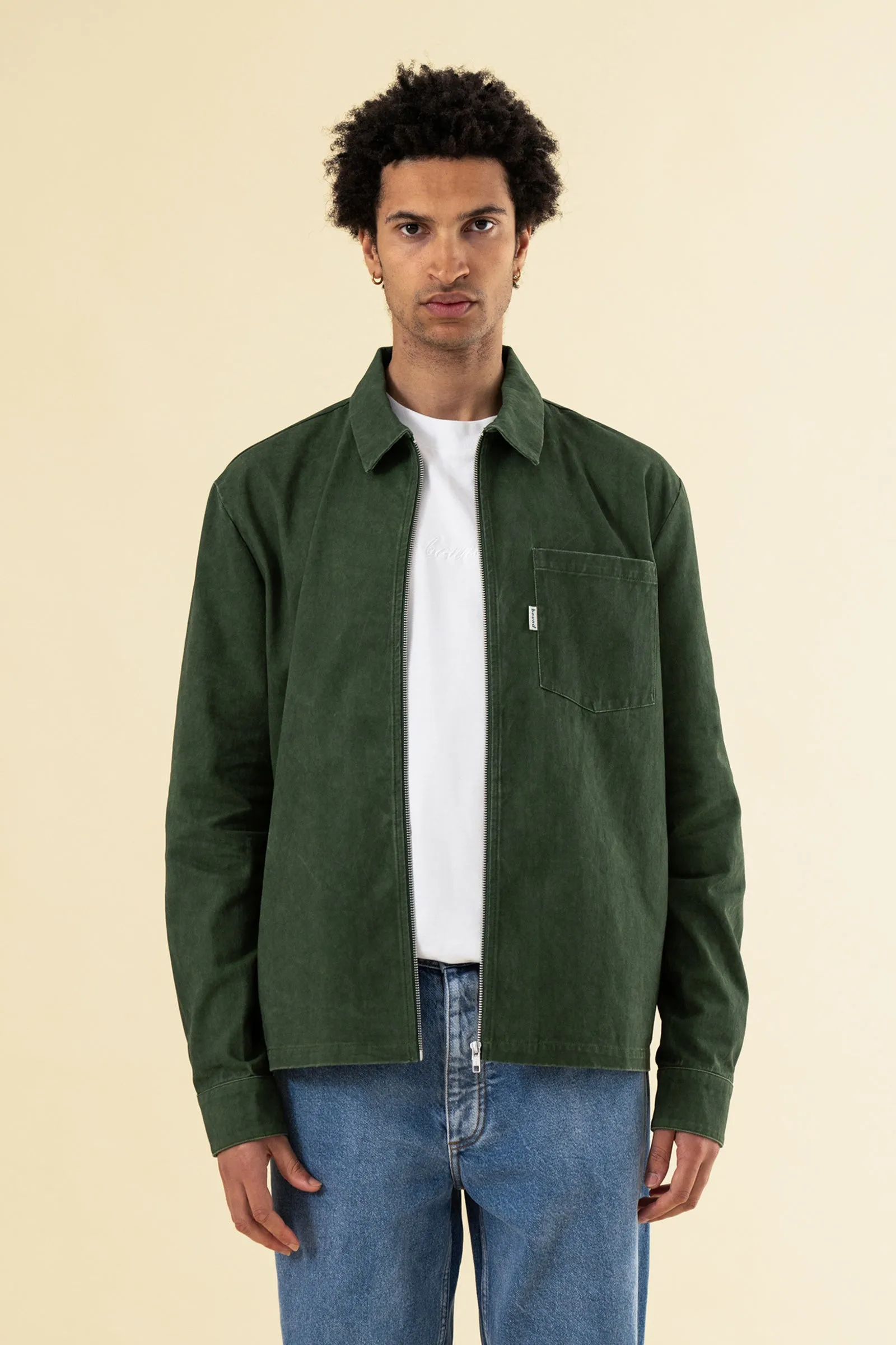 FOREST ACID WASH ZIP OVERSHIRT