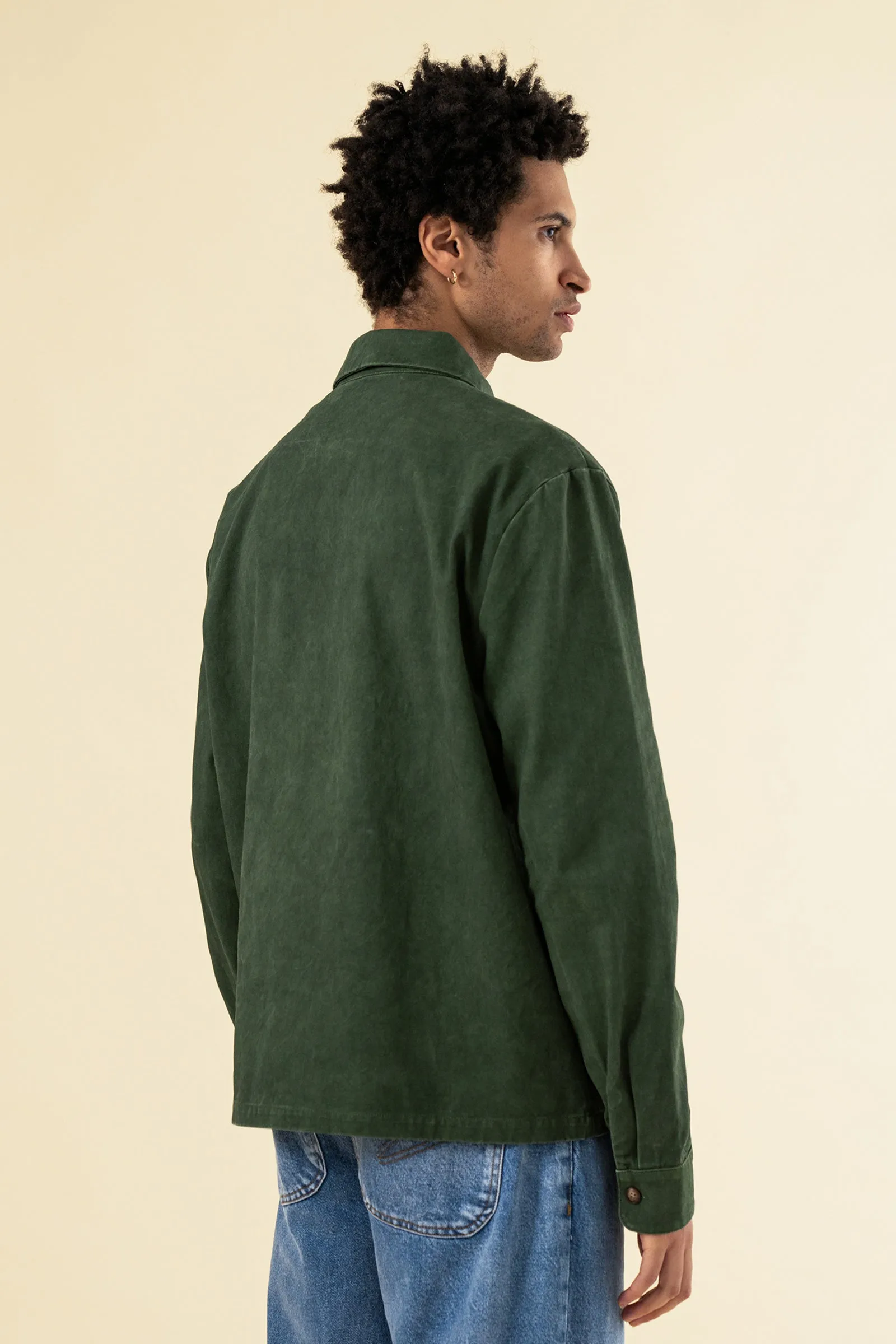 FOREST ACID WASH ZIP OVERSHIRT
