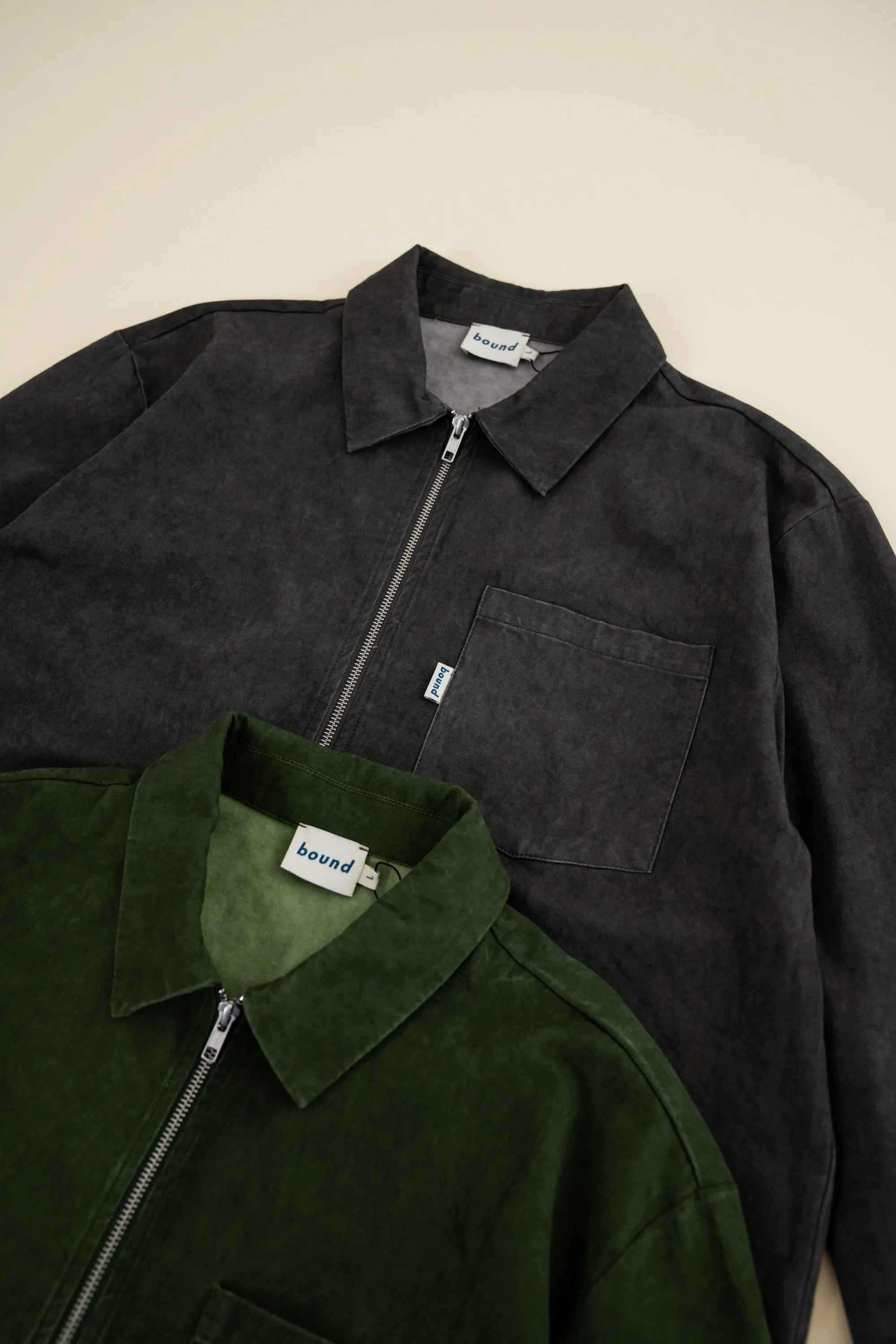FOREST ACID WASH ZIP OVERSHIRT