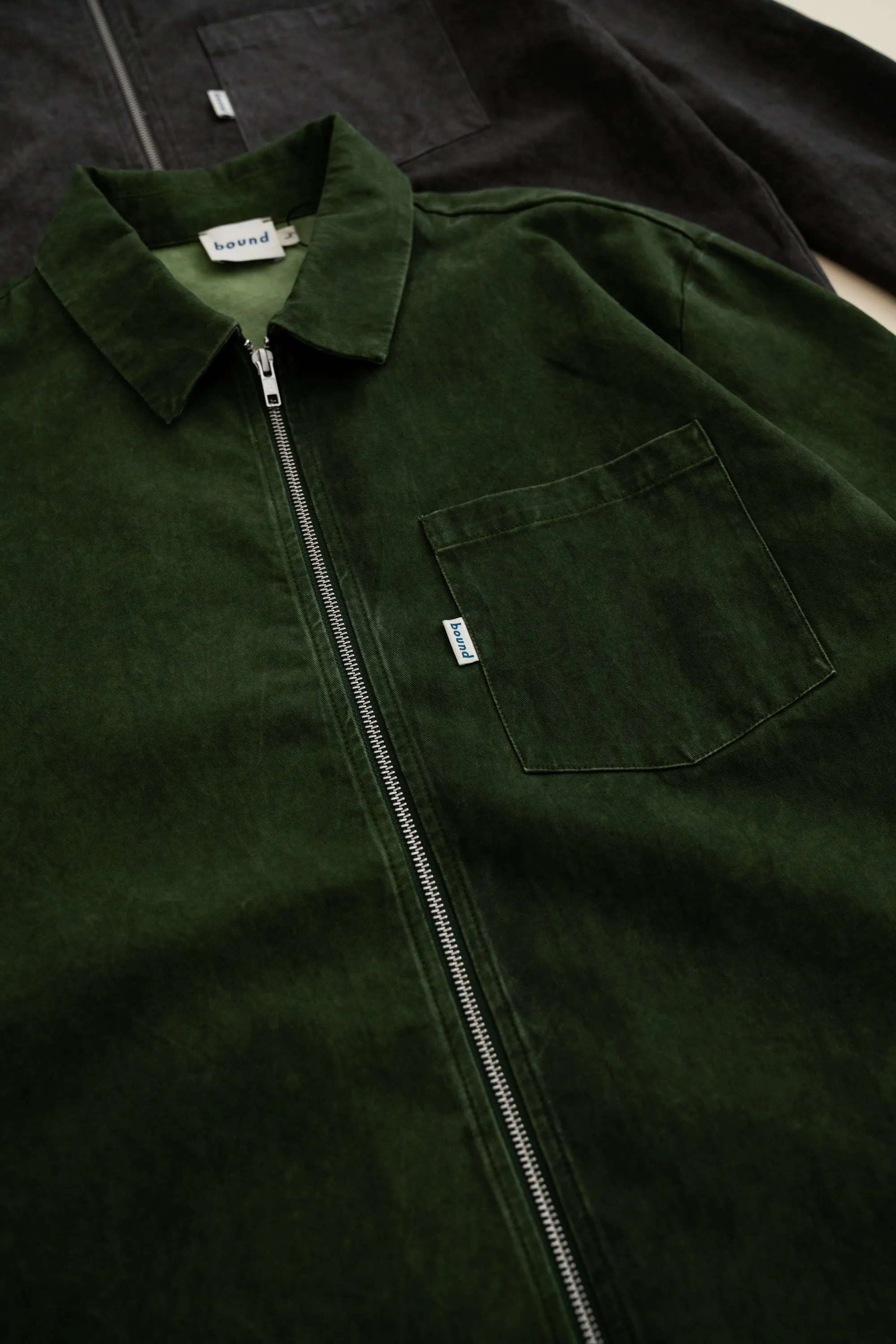 FOREST ACID WASH ZIP OVERSHIRT
