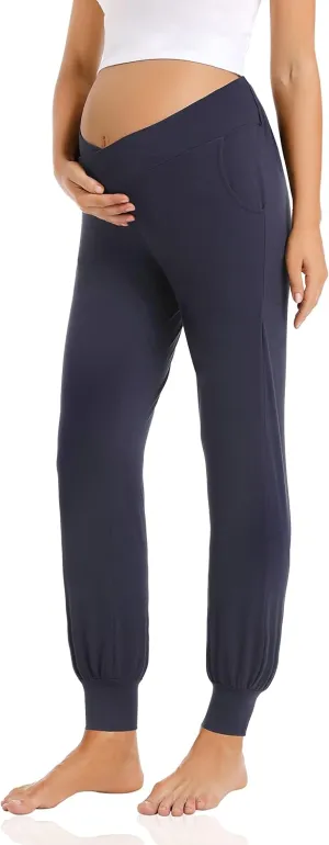 Foucome Women's Maternity Pants Comfy Lounge Workout Leggings Underbelly Stretchy Pregnancy Joggers Sweatpants