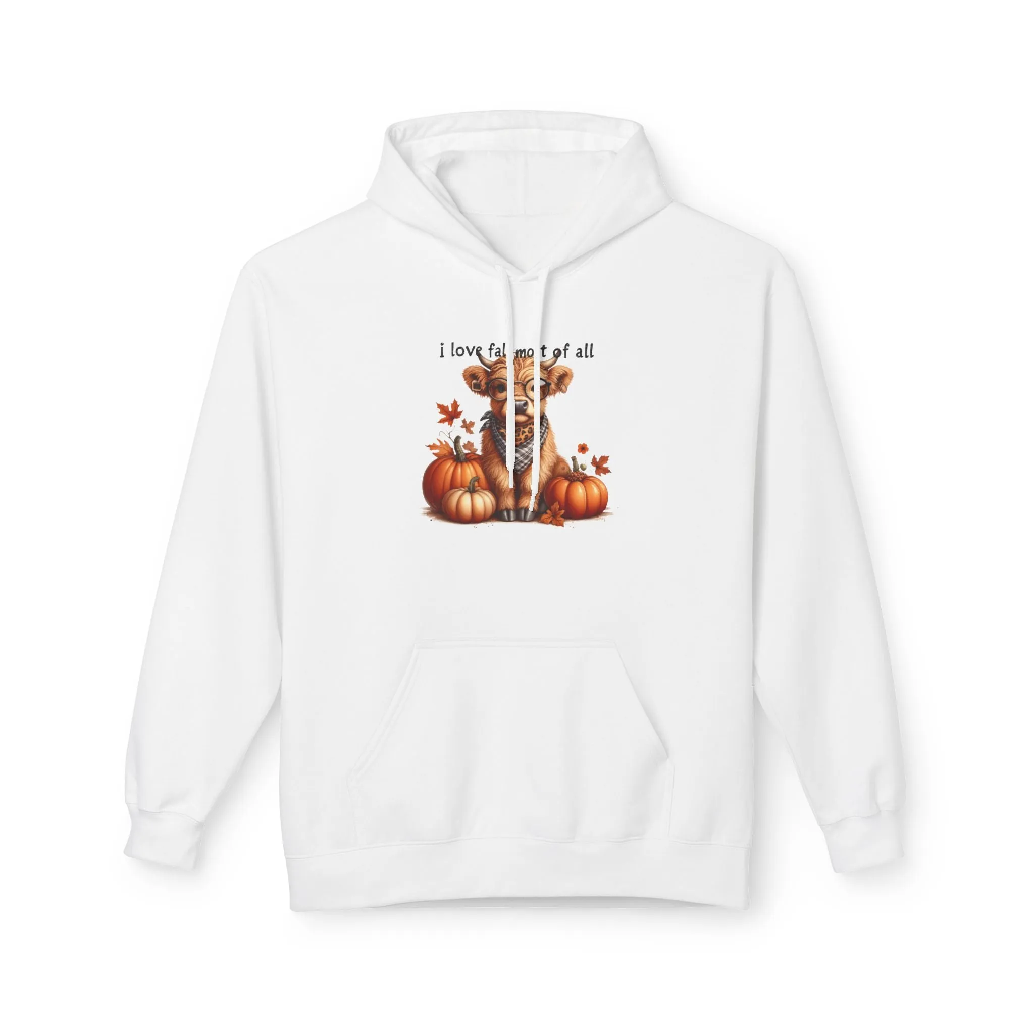 I Love Fall Most of All Highland Cow Fleece Hoodie