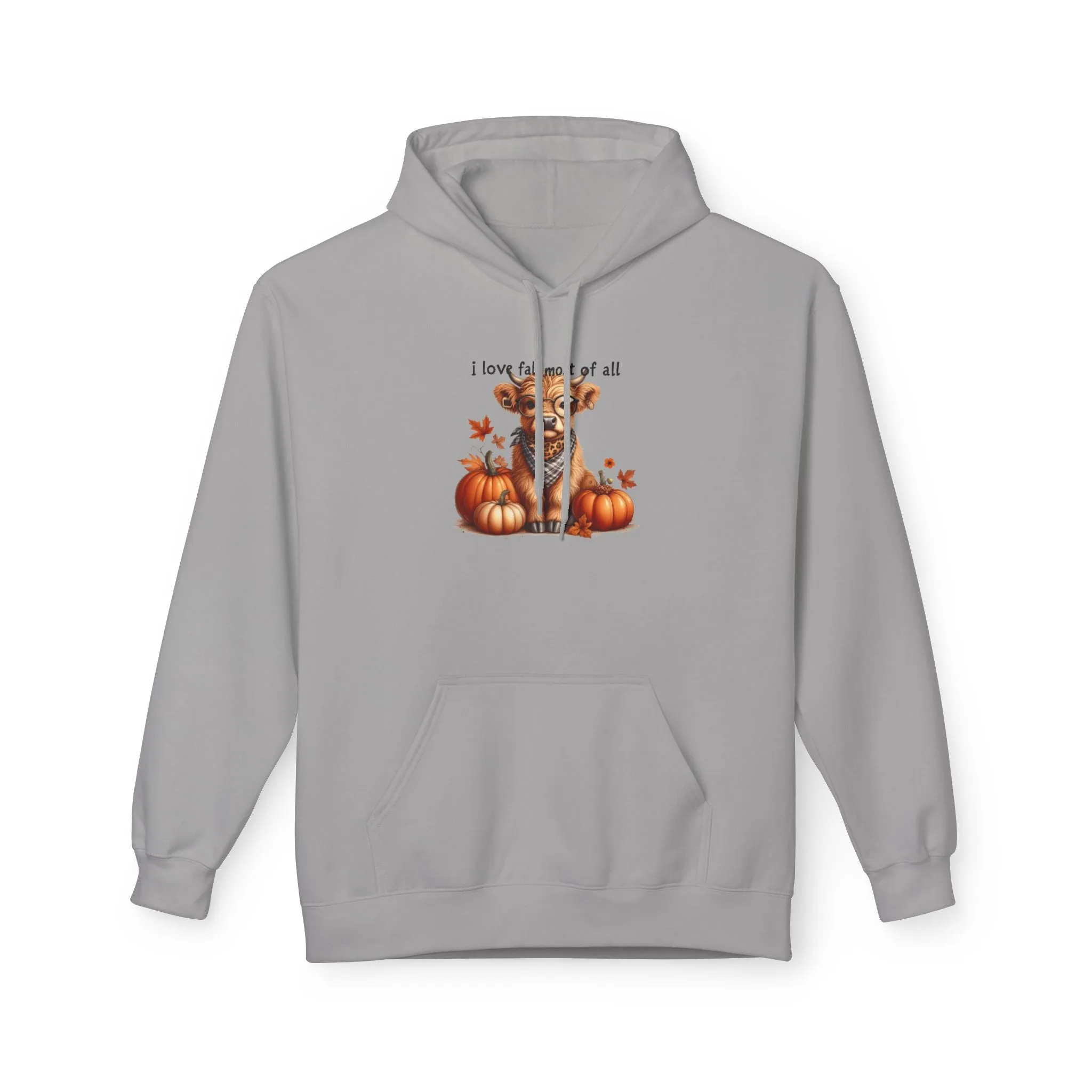 I Love Fall Most of All Highland Cow Fleece Hoodie