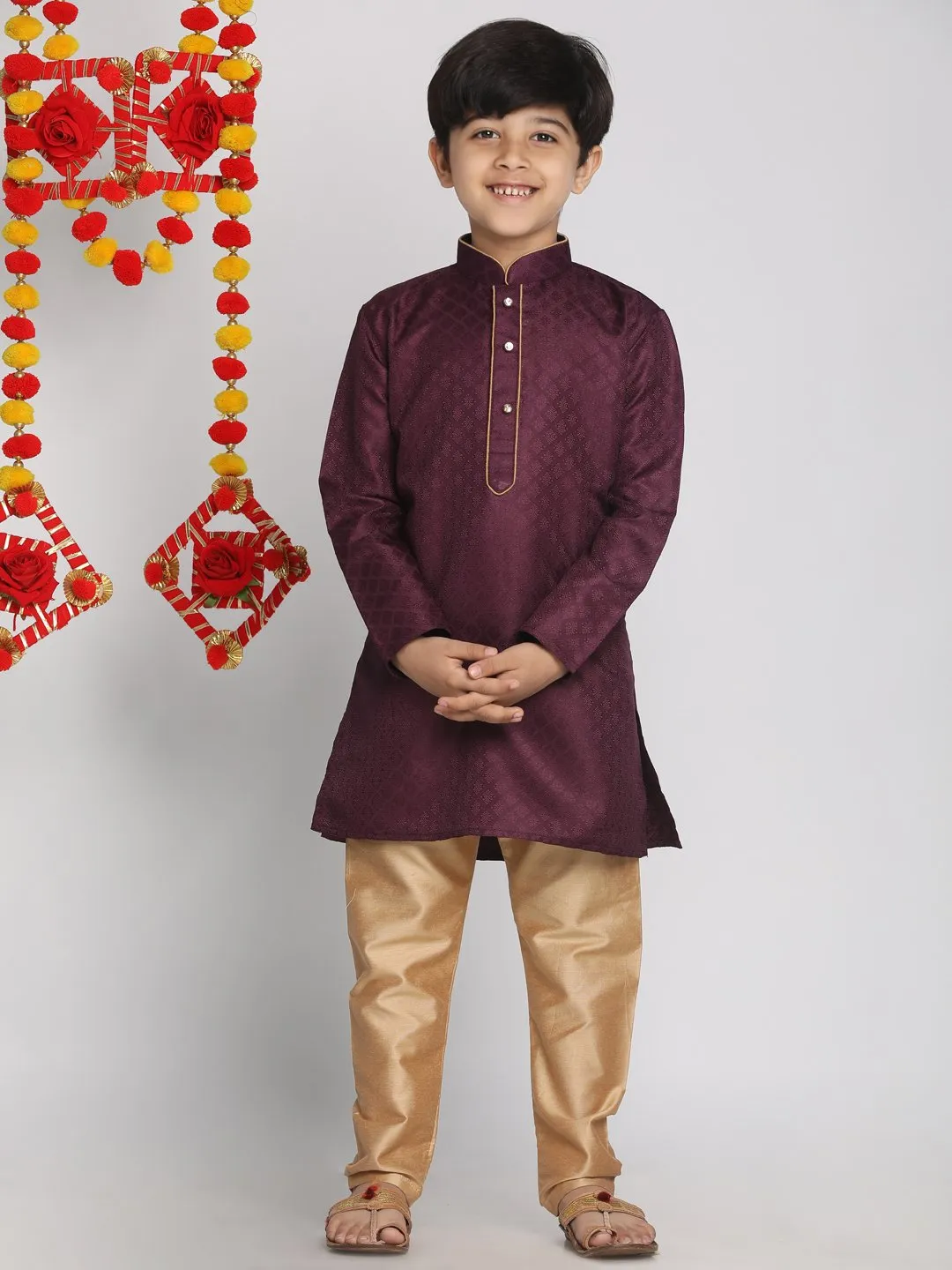 Jacquard Kurta Pyjama Set for Boys - JBN Creation