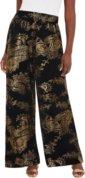 Jessica London Women's Plus Size Knit Palazzo Pant Wide Leg Stretch Dress Pants