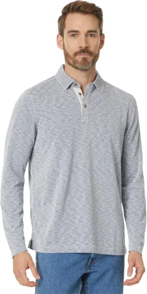 Johnston & Murphy Vintage Slub Long-Sleeve Polo Indigo 2XL