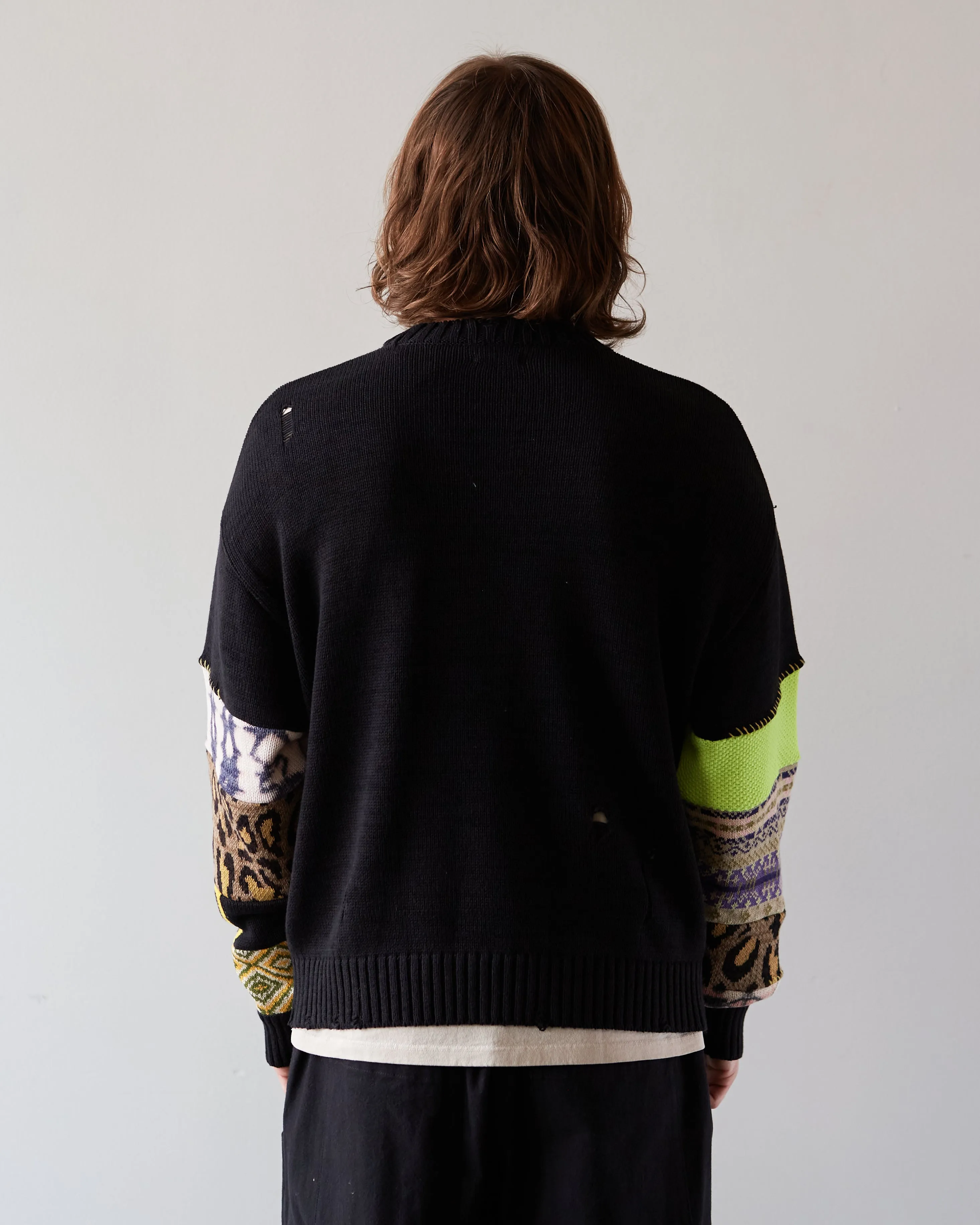 Kapital 5G Cotton Knit Hippie Sleeve Sweater, Black