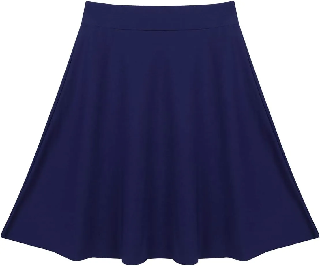 Kids Girls A-Line Skater Skirt School Uniform High Waist Knee Length Pleated Skirt Casual Modest Wear