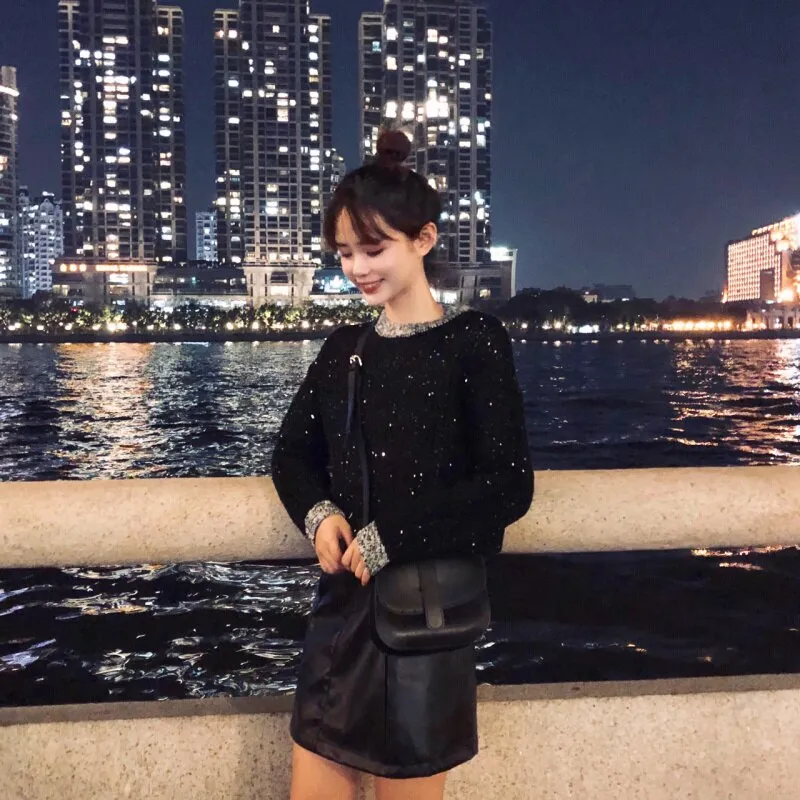 Knitted Sweater With White Dots