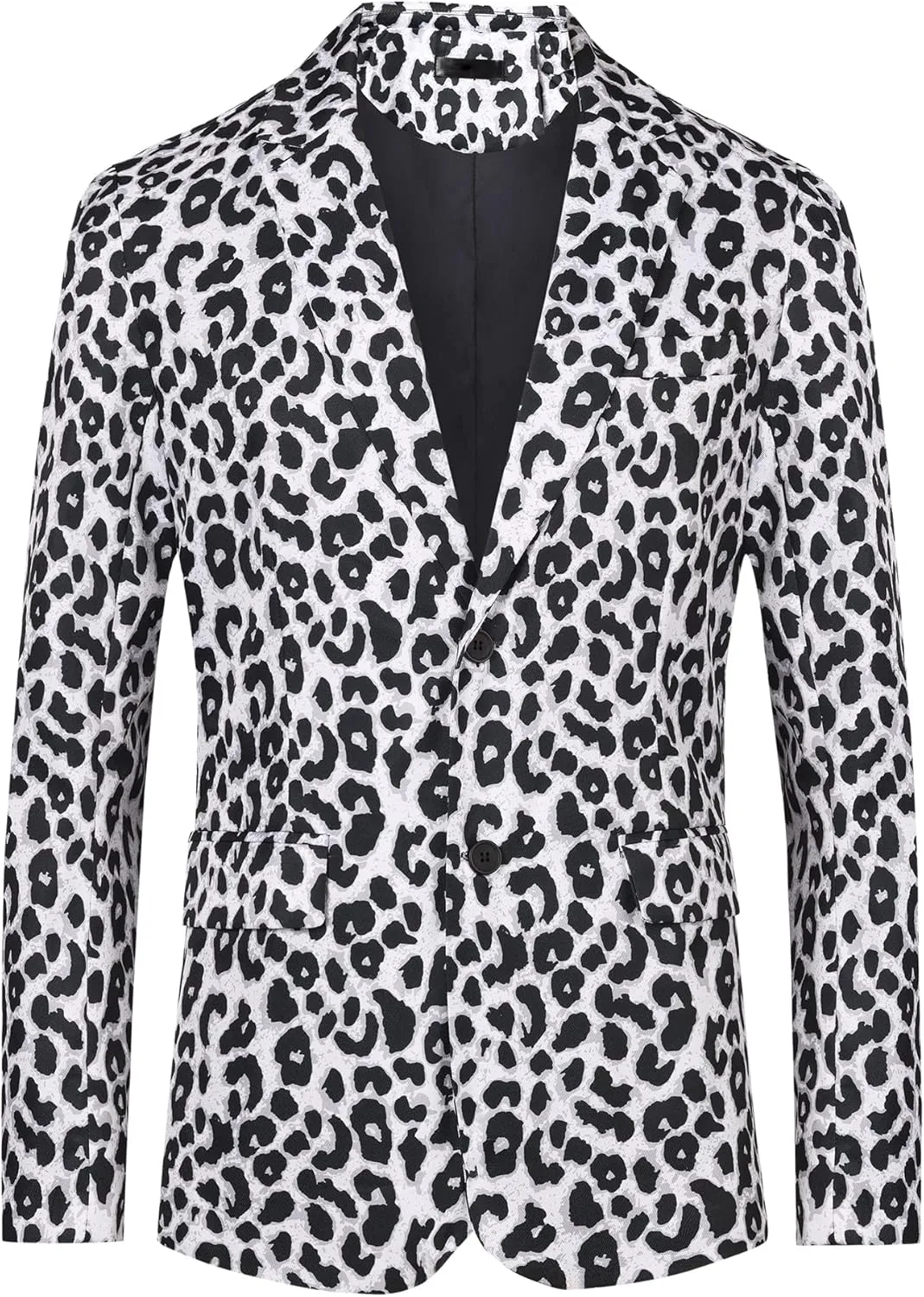 Lars Amadeus Men's Party Animal Leopard Print Blazer Notched Lapel Lightweight Sport Coat Suit Jacket