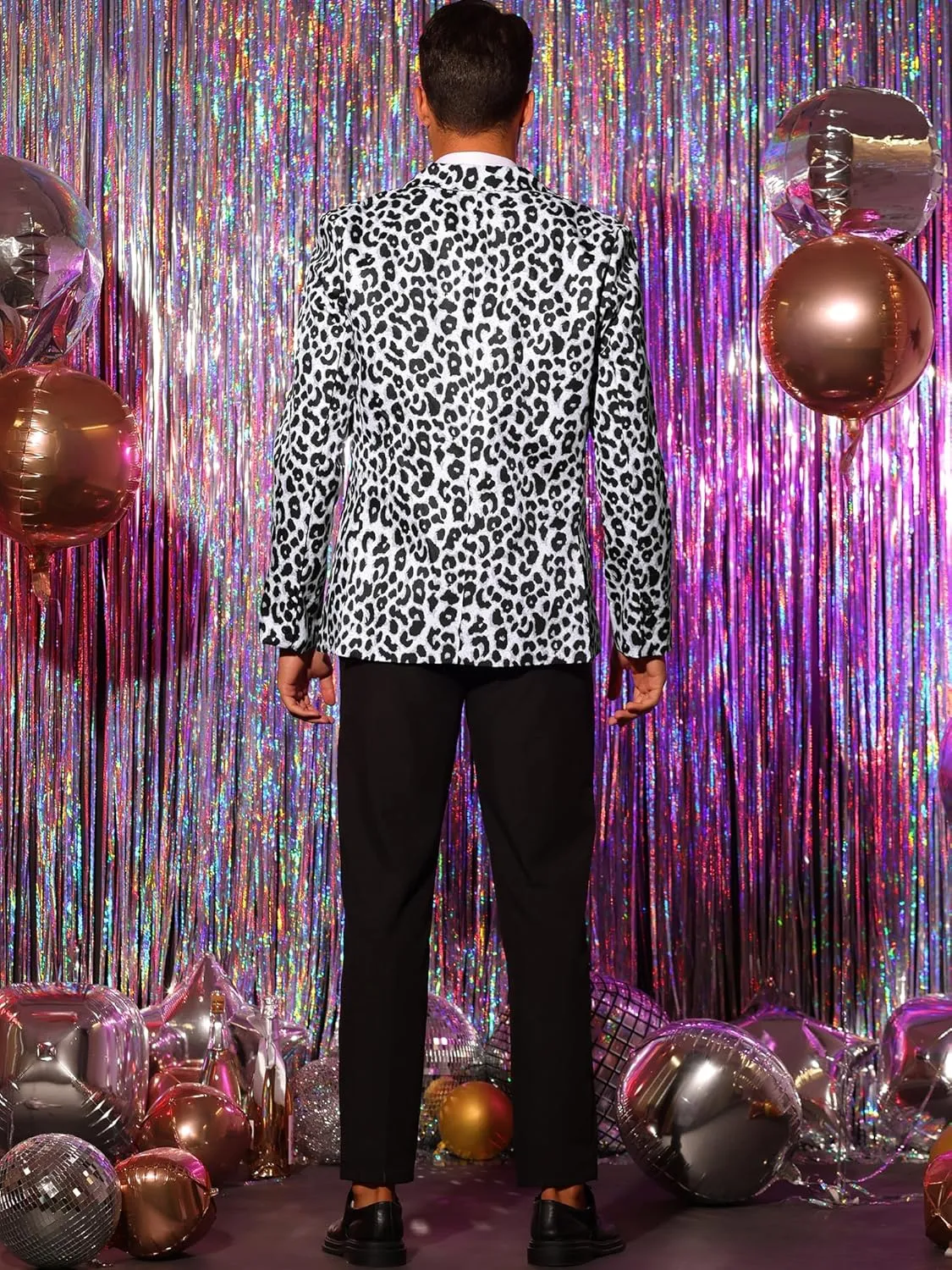 Lars Amadeus Men's Party Animal Leopard Print Blazer Notched Lapel Lightweight Sport Coat Suit Jacket