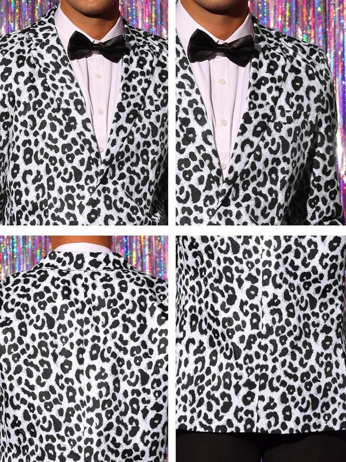 Lars Amadeus Men's Party Animal Leopard Print Blazer Notched Lapel Lightweight Sport Coat Suit Jacket
