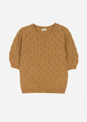 Ledika Short-Sleeve Sweater: Camel