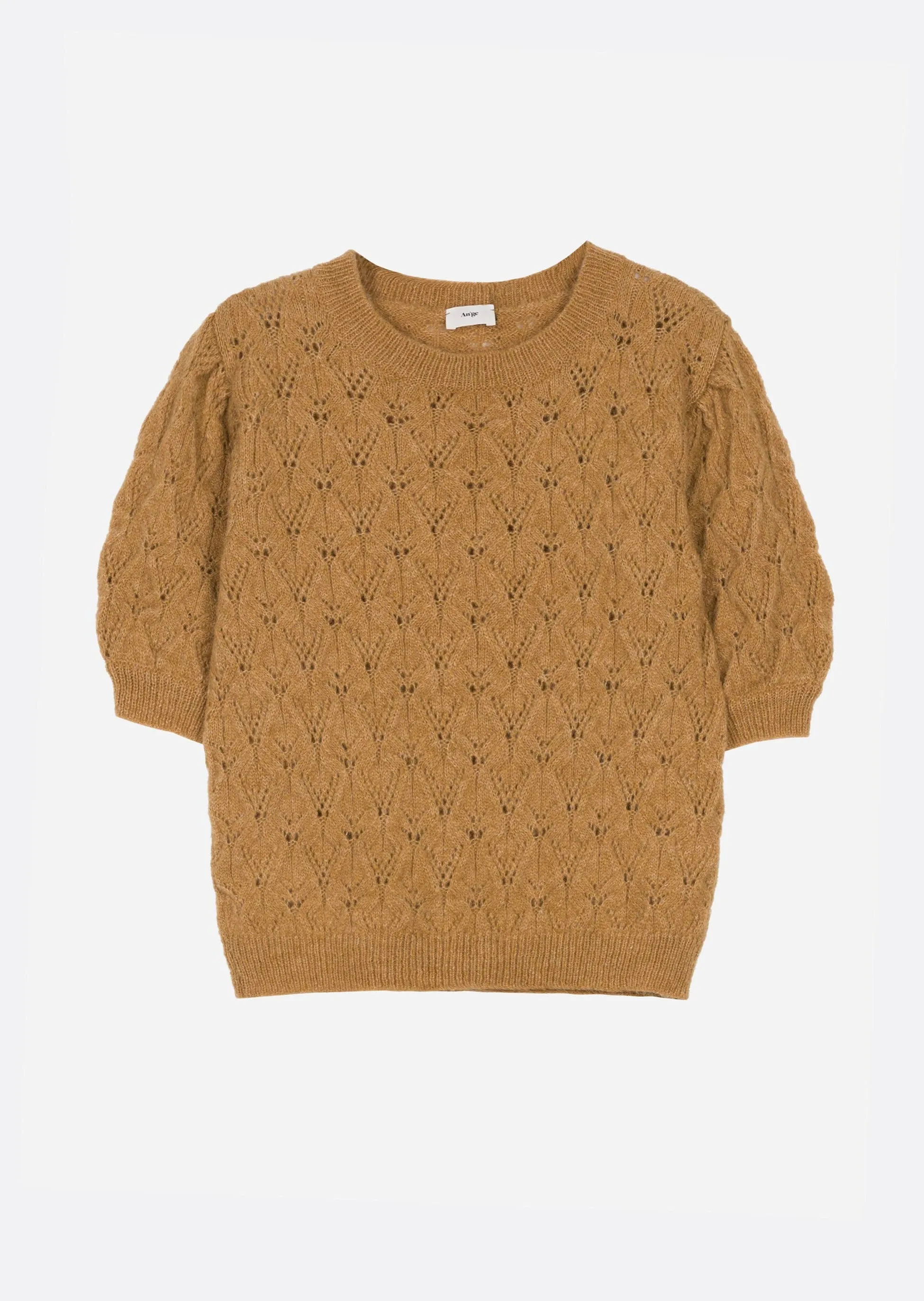 Ledika Short-Sleeve Sweater: Camel