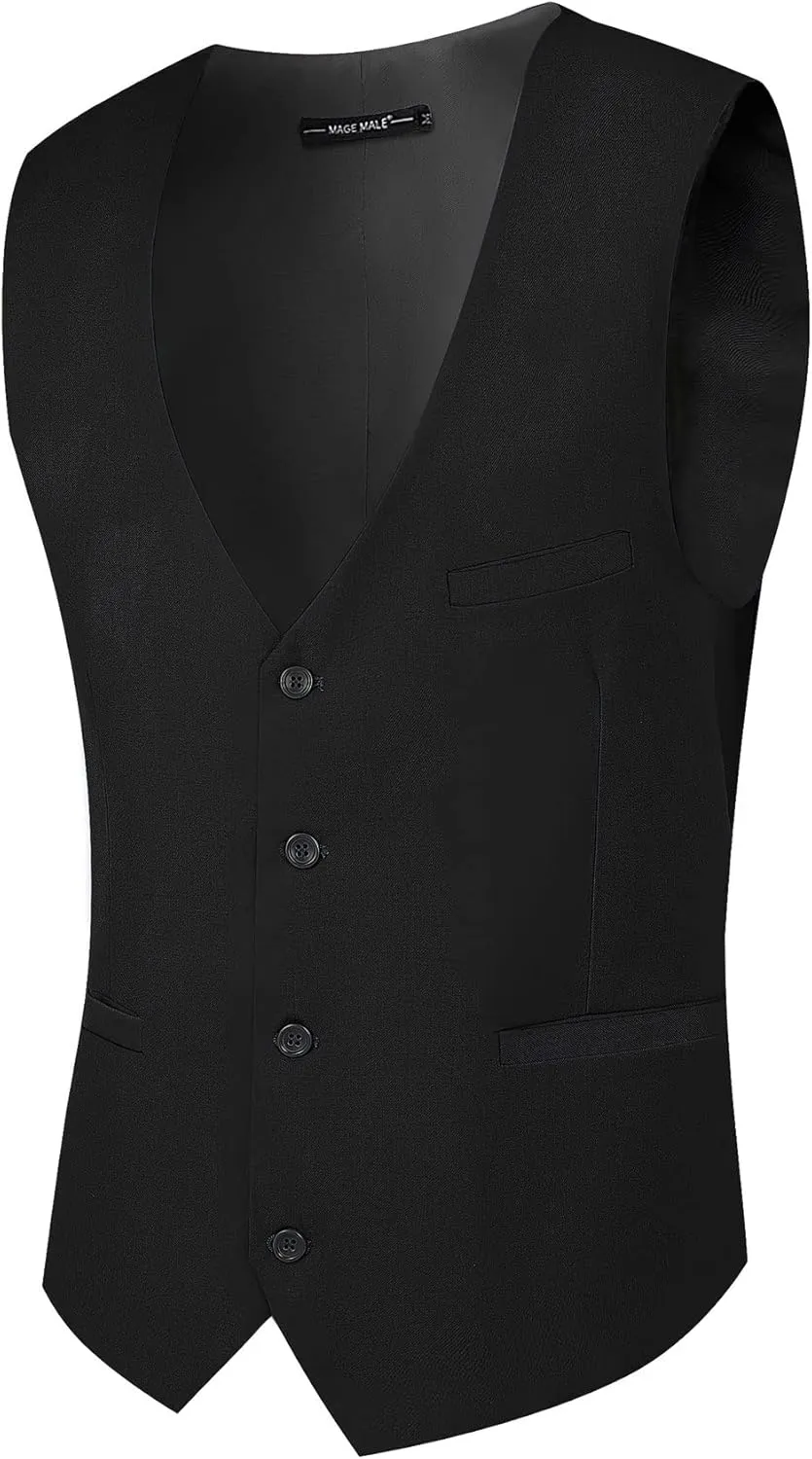 MAGE MALE Men's 3 Piece Suit Slim Fit Solid One Button Party Wedding Tuxedo Suits Blazer Jacket Vest Pants Set
