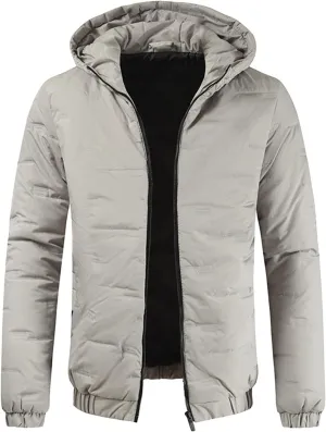Mens Autumn And Winter Fashion Casual Solid Color Padded Warm Cotton Coat Cotton Padded Jacket Mens down Jacket Long