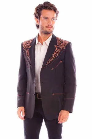 Men's Fabric Jacket Collection: Scully Western Blazer Floral Embroidery