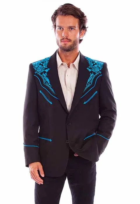 Men's Fabric Jacket Collection: Scully Western Blazer Floral Embroidery
