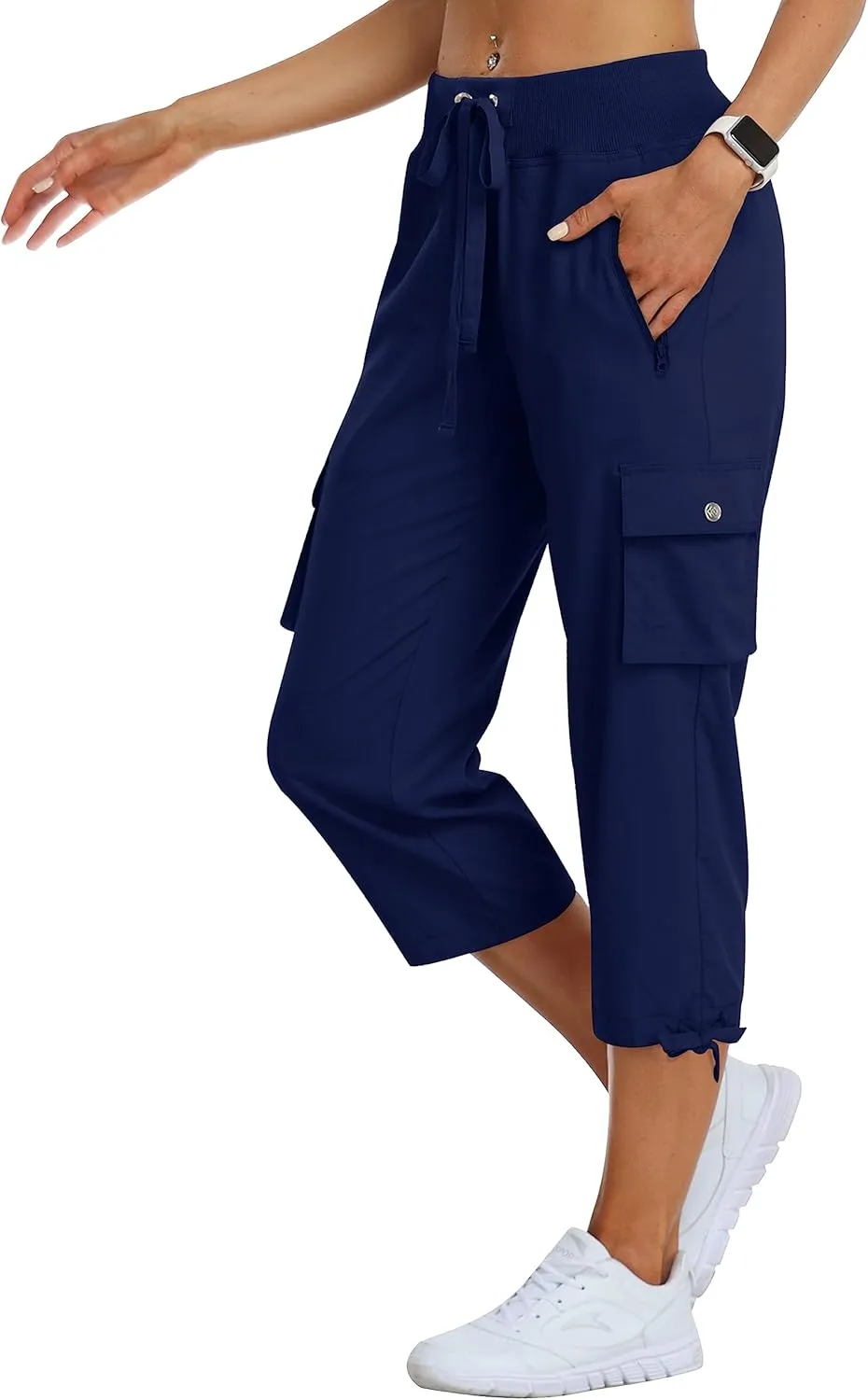 MoFiz Women's Cargo Capris Hiking Pants Lightweight Quick Dry Outdoor Athletic Travel Casual Loose Comfy Cute Pockets