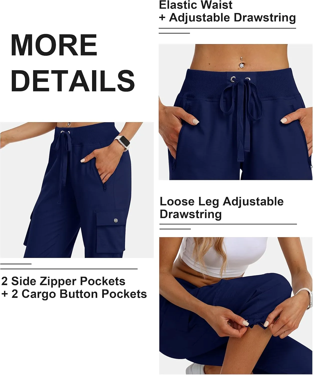 MoFiz Women's Cargo Capris Hiking Pants Lightweight Quick Dry Outdoor Athletic Travel Casual Loose Comfy Cute Pockets