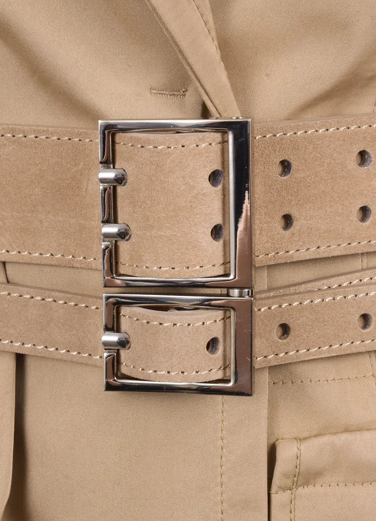 New With Tags Khaki Bell Sleeve Double Breasted Utility Trench Coat