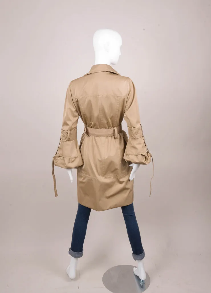 New With Tags Khaki Bell Sleeve Double Breasted Utility Trench Coat