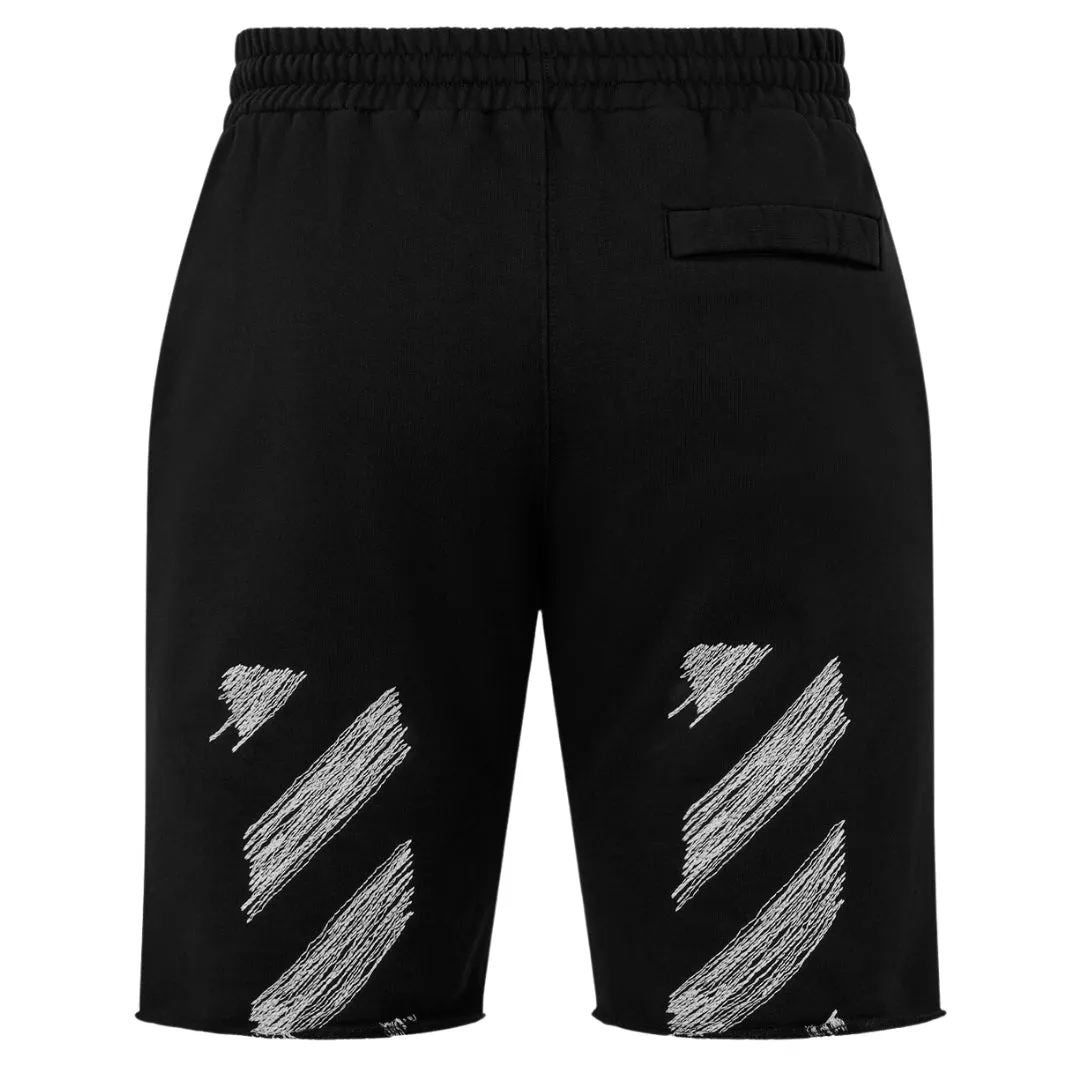 Off-White Scribble Design Black Sweat Shorts