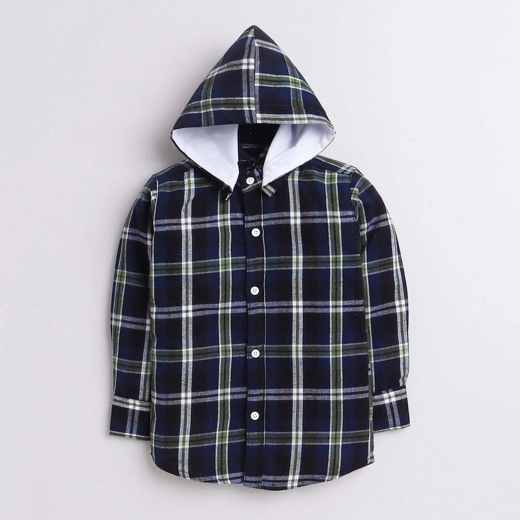 Polka Tots Full Sleeve Hoodie Checks Shirt Attached Tshirt Trust Your Crazy Ideas Print - Blue
