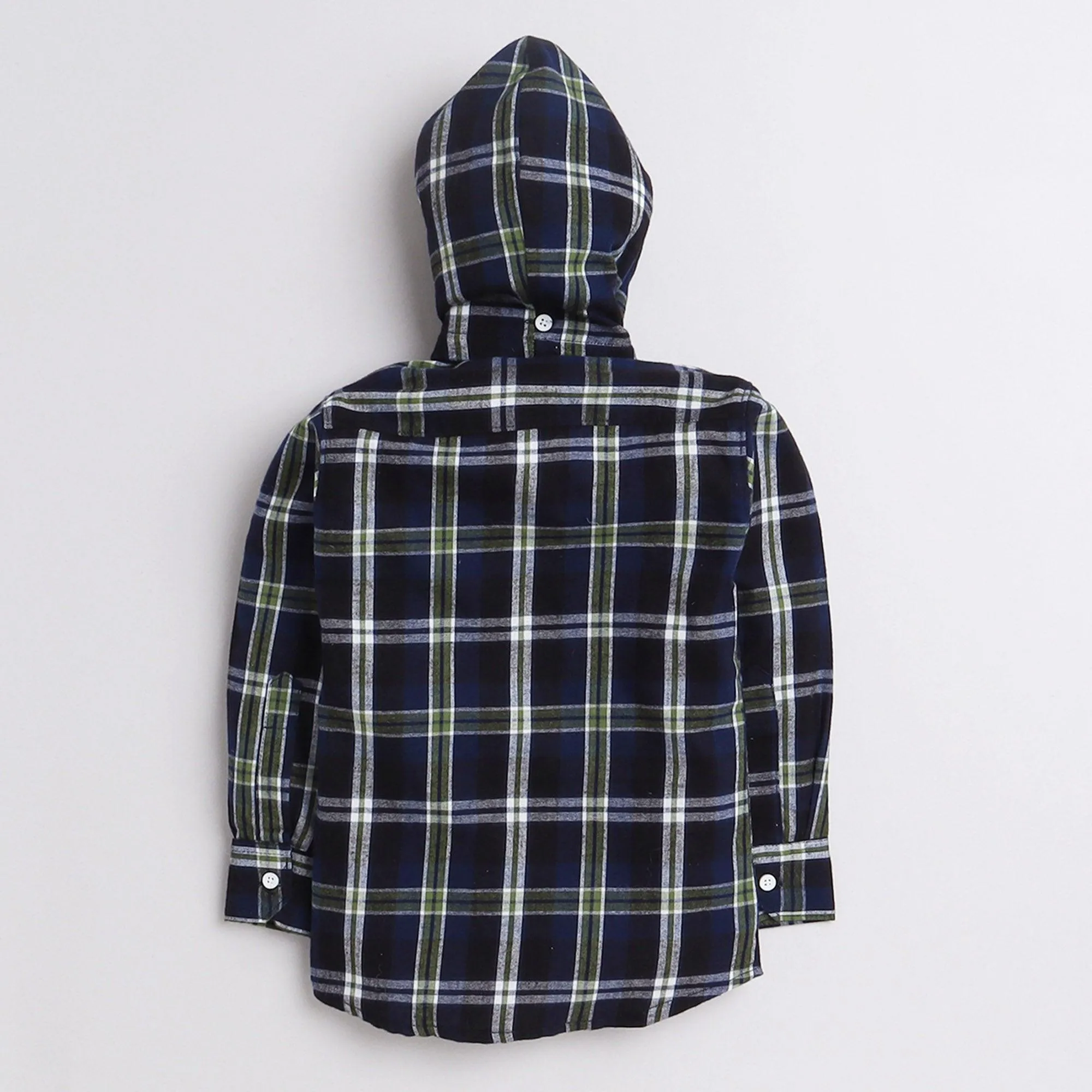Polka Tots Full Sleeve Hoodie Checks Shirt Attached Tshirt Trust Your Crazy Ideas Print - Blue