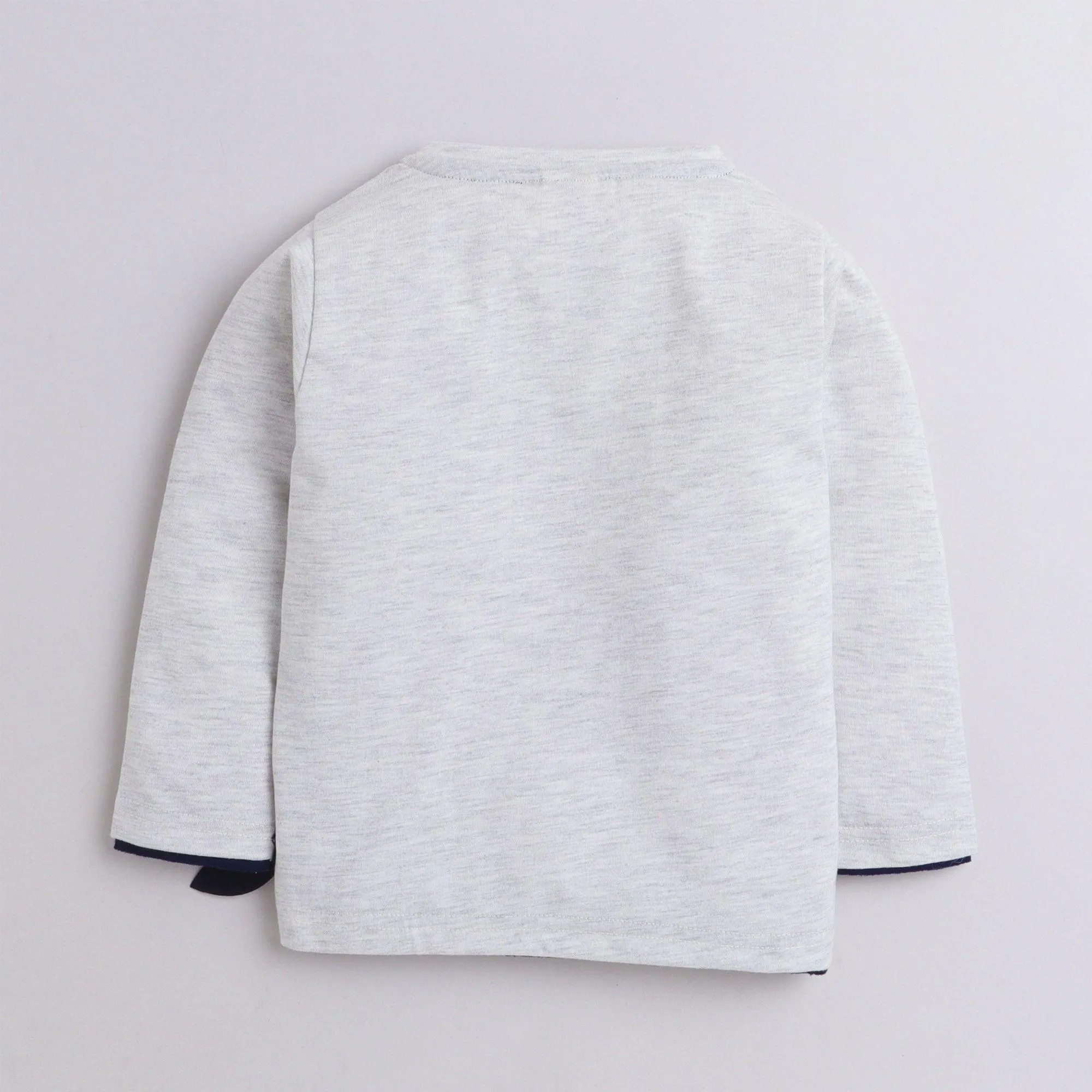 Polka Tots Full Sleeve T-Shirt Cotton Fish Print Grey